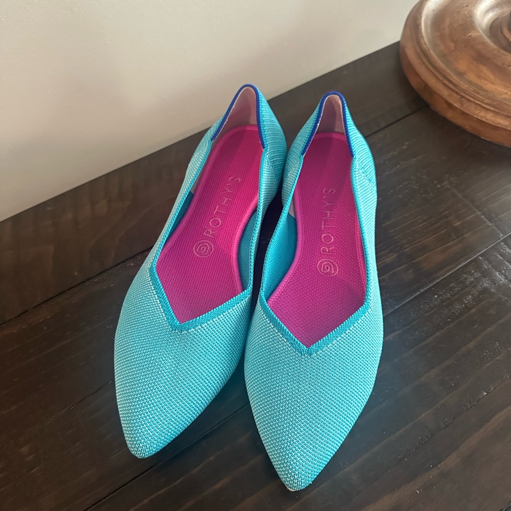 Rothy’s Aqua Striped Points | Size 10 | VGUC